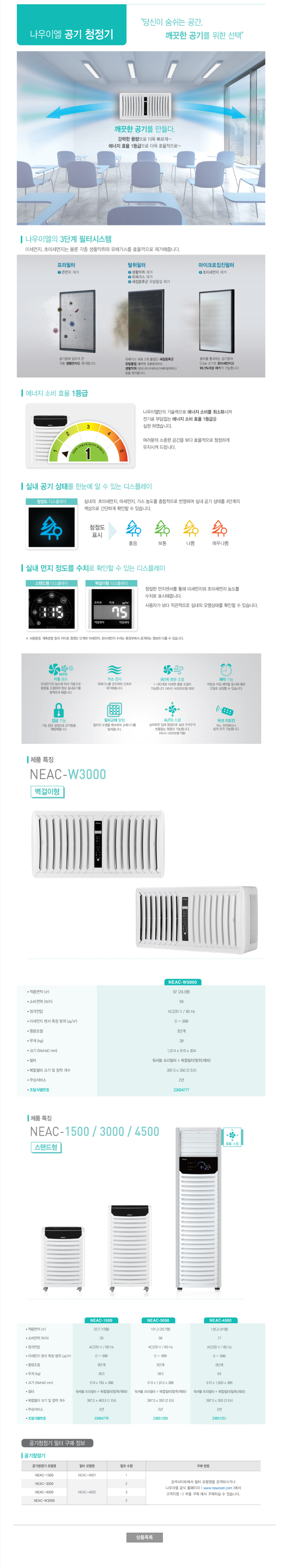 나우이엘 공기청정기 NEAC-W3000 (30평형)